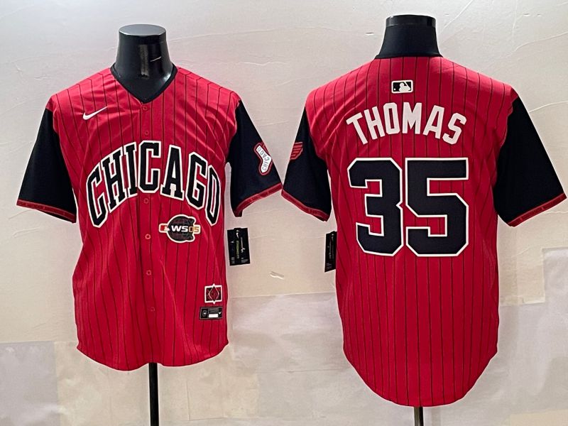 Men Chicago White Sox #35 Thomas Red Stripe Joint Name 2025 Nike MLB Jersey style 9->chicago white sox->MLB Jersey